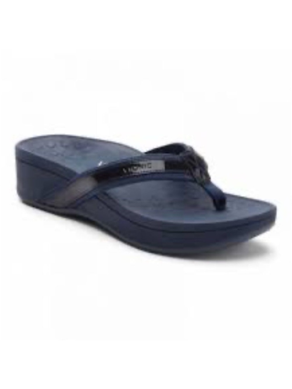 Vionic High Tide Thong Sandals Orthopedic Platform Slip On Size 7 Wide Navy